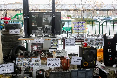 نمایشگاه کشفیات پلیس مشهد در جریان اجرای دهمین مرحله از طرح ثامن
