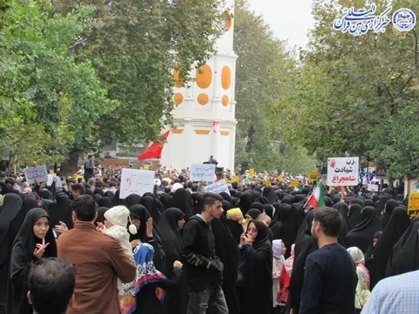 راهپیمایی مردم ساری علیه حمله تروریستی عوامل استکبار در شیراز و آمل