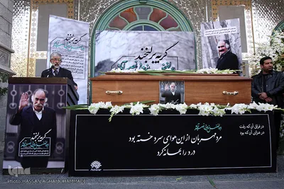 غلامعلی حداد عادل در مراسم تشییع پیکر مرحوم ابوالفضل زرویی نصرآباد
