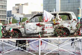 گلباران آمبولانس هدف‌قرارگرفته شده توسط رژیم صهیونیستی در میدان هفت‌تیر