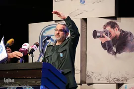 سردار غلام‌حسین غیب‌پرور، رئیس سازمان بسیج مستضعفین در اختتامیه چهارمین جشنواره رسانه‌ای ابوذر
