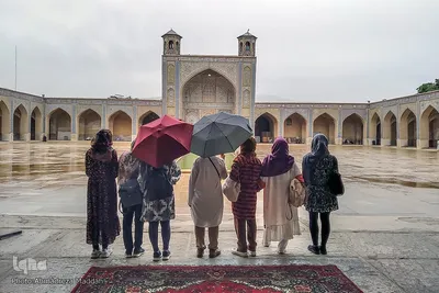 بارش رحمت الهی بر گلدسته های مسجد تاریخی وکیل شیراز‎‎