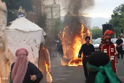 نمایش خیمه سوزان و حرکت نمادین کاروان اسرای کربلا – شهرستان اهر