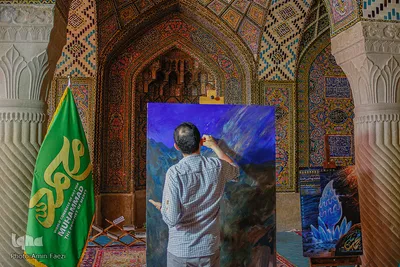 اجرای زنده نقاشی‌ توسط حسن روح الامین