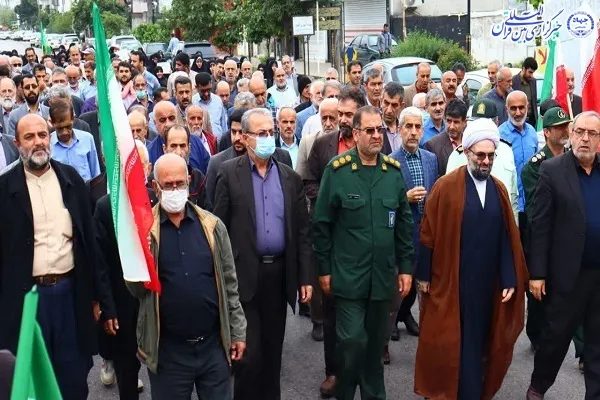 راهپیمایی مردم شهرستان نور در محکومیت اقدامات تروریستی اخبر در کشور
