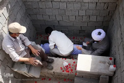 تشییع پیکرهای پاک و مطهر دو شهید گمنام دوران دفاع مقدس در مجتمع فرهنگی ورزشی فجر سپاه اهواز