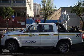 رزمایش پدافند زیستی بسیج ادارات و وزارت خانه های سپاه محمدرسول الله تهران بزرگ در میدان حضرت ولی عصر(عج)