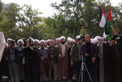تجمع حوزویان و دانشگاهیان در اعتراض به حمله وحشیانه اسرائیل به بیمارستان غزه‎