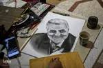 نقاشی چهره سردار سلیمانی در همدان‎‎
