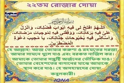 পবিত্র রমজান মাসের ২২তম দিনের দোয়া