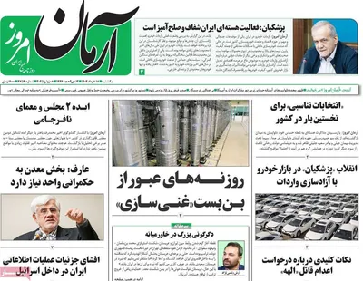 صفحه نخست روزنامه‌های یکشنبه ۱۸ خرداد ۱۴۰۴