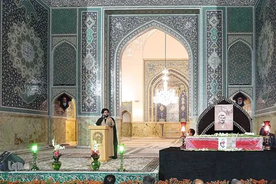 مراسم وداع با پیکر شهید محمد اصلانی در حرم مطهر رضوی