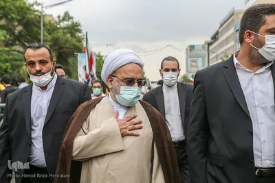 حجت الاسلام والمسلمین مصدق. معاون اول قوه قضاییه در راهپیمایی روز قدس