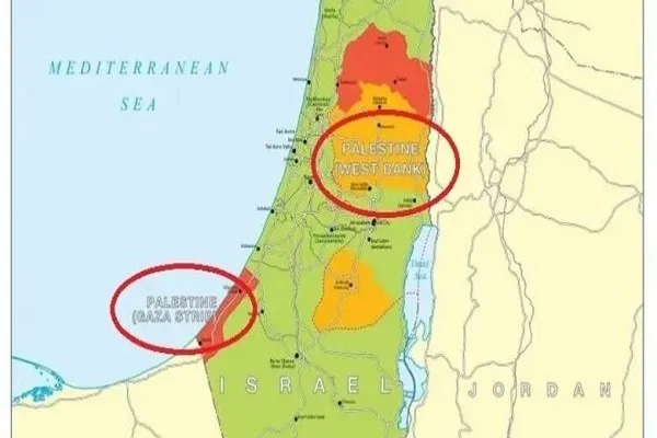 英国在其地图上标注巴勒斯坦国名