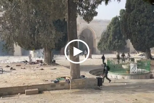 بالصور والفيديو...قوات الاحتلال تستبيح الأقصى بالقنابل والرصاص ضد المصلين
