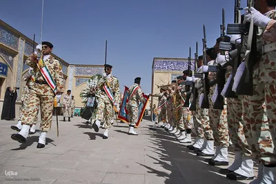 وداع و تشییع تکاور شهید محمد آزادی در حرم شاهچراغ(ع)