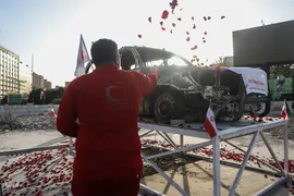 گلباران آمبولانس هدف‌قرارگرفته شده توسط رژیم صهیونیستی در میدان هفت‌تیر