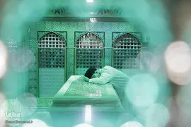غبارروبی مضجع مطهر رضوی در سفر به مشهد مقدس