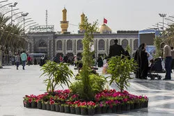 Zur Begrüßung der Besucher: Blumen und Bäume im Hof der Heiligen Abbasitischen Stätte