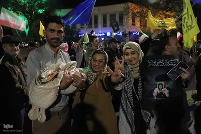 شادی مردم تبریز پس از حمله ایران به اسرائیل‎