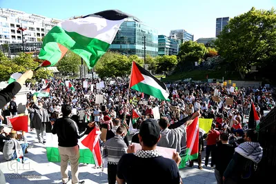 تظاهرات در ونکوور، کانادا برای اعلام همبستگی با مردم مظلوم فلسطین