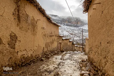 بارش برف در روستای «کندازی‎‎» - استان فارس