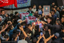 آئین وداع با پیکر شهید مدافع امنیت «آرمان علی‌وردی» در حوزه علمیه آیت‌الله مجتهدی(ره)