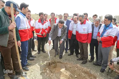 کاشت نهال صلح در بوستان طبیعت پردیسان توسط اعضای هلال احمر