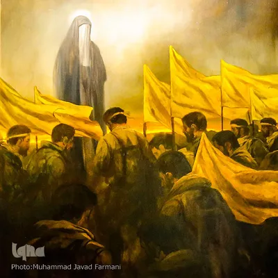 تابلوی نقاشی «لشگر فاطمیون» اثر جدید حسن روح الامین، نقاش آیینی