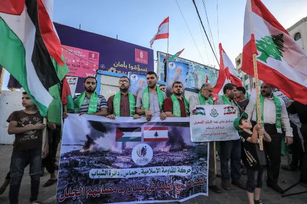 تجمع فلسطینیان غزه برای اعلام همبستگی با ملت لبنان