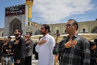 حرم مطهر رضوی در سوگ علمدار کربلا