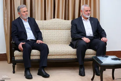 دیدار اسماعیل هنیه رئیس دفتر سیاسی حماس ، زیاد النخالة دبیرکل جنبش جهاد اسلامی فلسطین،ا با مقام معظم رهبری