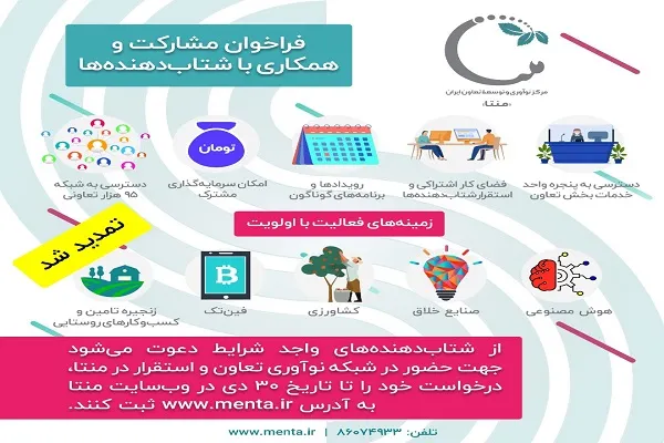 مهلت ثبت‌نام شتاب‌دهنده‌ها در مرکز نوآوری و توسعه تعاون ایران تمدید شد