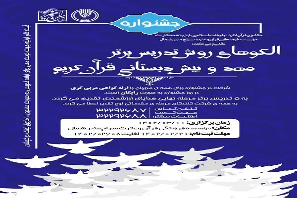 جشنواره الگوهای روش تدریس برتر مهد و پیش دبستانی قرآن کریم