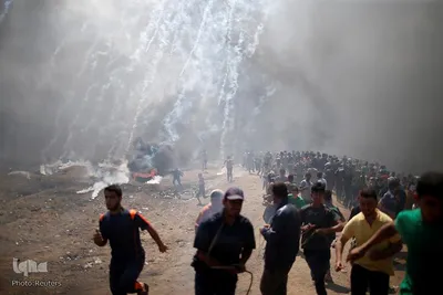تظاهرات فلسطینیان معترض به انتقال سفارت آمریکا به بیت المقدس در نوار غزه