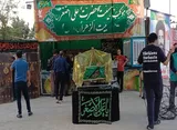 فعالیت غرفه فرهنگی شهدا در موکب هیئت علی‌اصغر(ع) اسدآباد