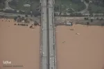تصاویر هوایی از رودخانه کارون و منطقه سیل‌زده بامدژ