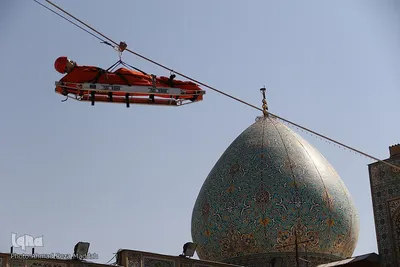 مانور آتش‌نشانان در صحن حضرت معصومه(س) حرم مطهر شاهچراغ(ع)