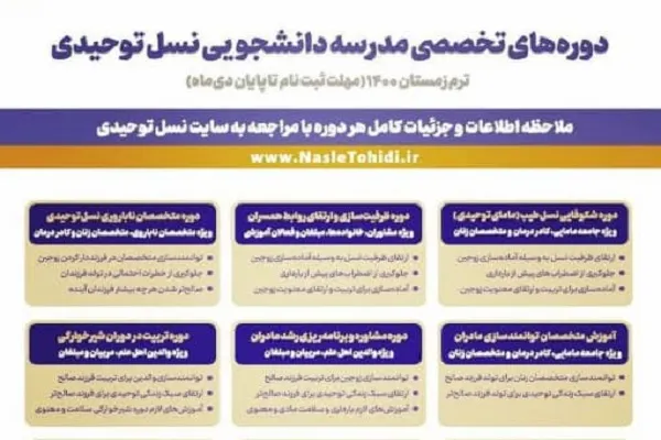 دوره‌های تخصصی مدرسه دانشجویی نسل توحیدی در زمستان ۱۴۰۰