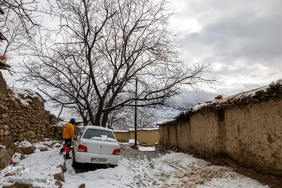بارش برف در روستای «کندازی‎‎» - استان فارس