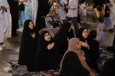 مراسم عزاداری چهارمین شب دهه اول محرم در صحن امام حسین(ع) حرم مطهر حضرت عبدالعظیم حسنی(ع) در شهر ری