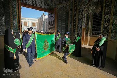 استقبال از حافظان قرآن و ادای احترام به شهدای حرم شاهچراغ(ع)‎‎