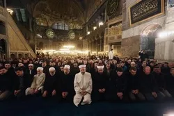 People Stand in Long Queue for First Morning Prayers of 2023 at Hagia Sophia