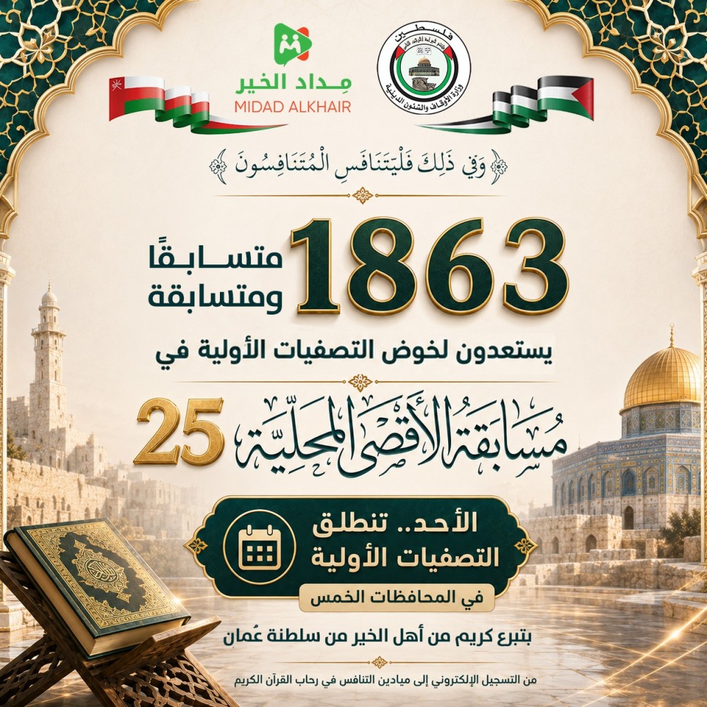 1863 مشاركاً يخوضون تصفيات مسابقة الأقصى القرآنية الـ25 بغزة