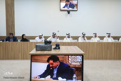 دیدار حجت‌الاسلام والمسلمین محمد‌مهدی ایمانی‌پور، رئیس سازمان فرهنگ و ارتباطات اسلامی با عبدالرحمن بن حمد بن جاسم بن حمد آل ثانی، وزیر فرهنگ قطر