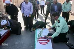 مراسم استقبال از پیکرهای 44 شهید تازه تفحص شده دوران دفاع مقدس در مرز بین المللی شلمچه برگزار شد