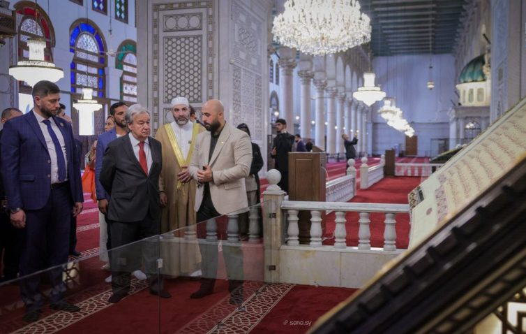 Syrie : le SG de l'ONU visite la mosquée des Omeyyades