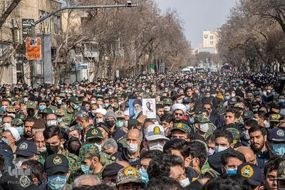 مراسم تشییع شهدای حادثه سقوط جنگنده در تبریز