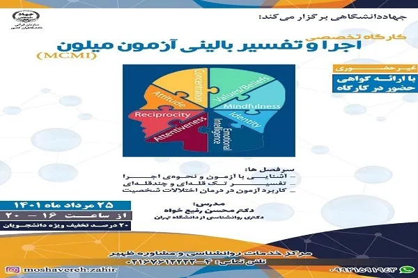 برگزاری کارگاه تخصصی اجرا و تفسیر بالینی آزمون میلون(MCMI)