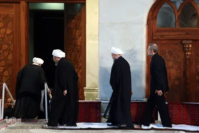 علی لاریجانی، حسن روحانی، صادق آملی لاریجانی و احمد جنتی در مراسم بیست و نهمین سالگرد ارتحال امام خمینی (ره)